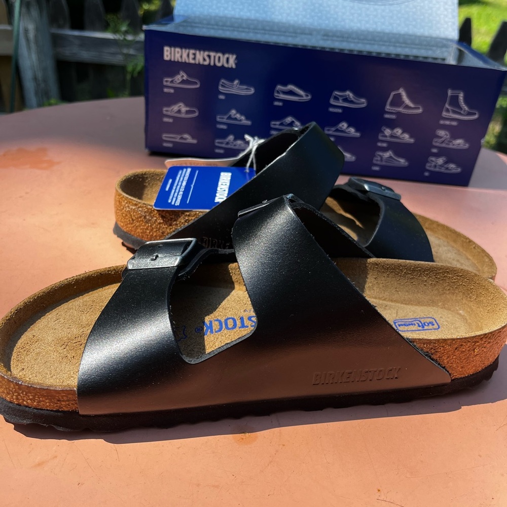 Birkenstock Arizona Amalfi Soft Footbed in Black size 36 NIB. - Picture 2 of 6